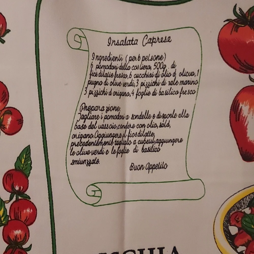 Italian Dish Towel Tea Towel Wall Hanging Caprese Tomato Theme